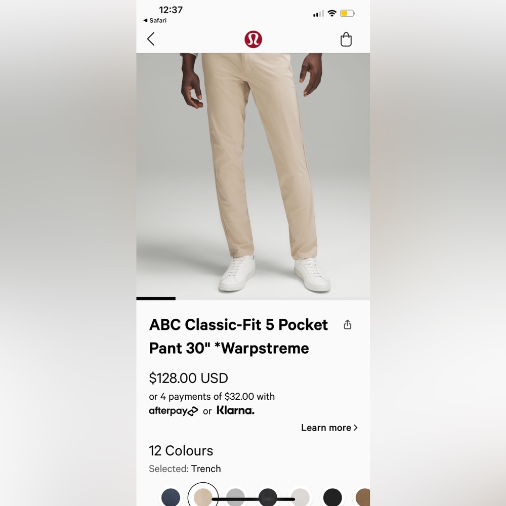 Lululemon ABC Classic-Fit 5 pocket Warpstreme size 38x30 3 pairs NWOT! $120!